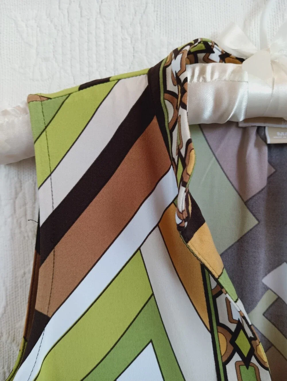 Michael Kors Sleeveless Geo Tunic Top Green Brown Fun Colorful Boho Maximalism